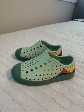 Native Kids Mint Green Slip-On Water Shoes with Multi-Color Back Panel